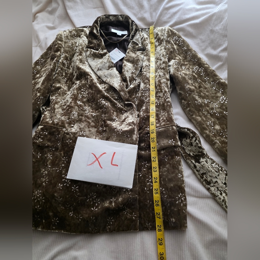 Zara METALLIC THREAD VELVET BLAZER WITH BELT Golden Zw Collection BLAZER ONLY - Picture 14 of 16